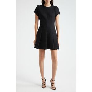 Cinq à Sept Women's Black Nova Tweed Short Sleeve Fit & Flare Dress Size 14 NWOT